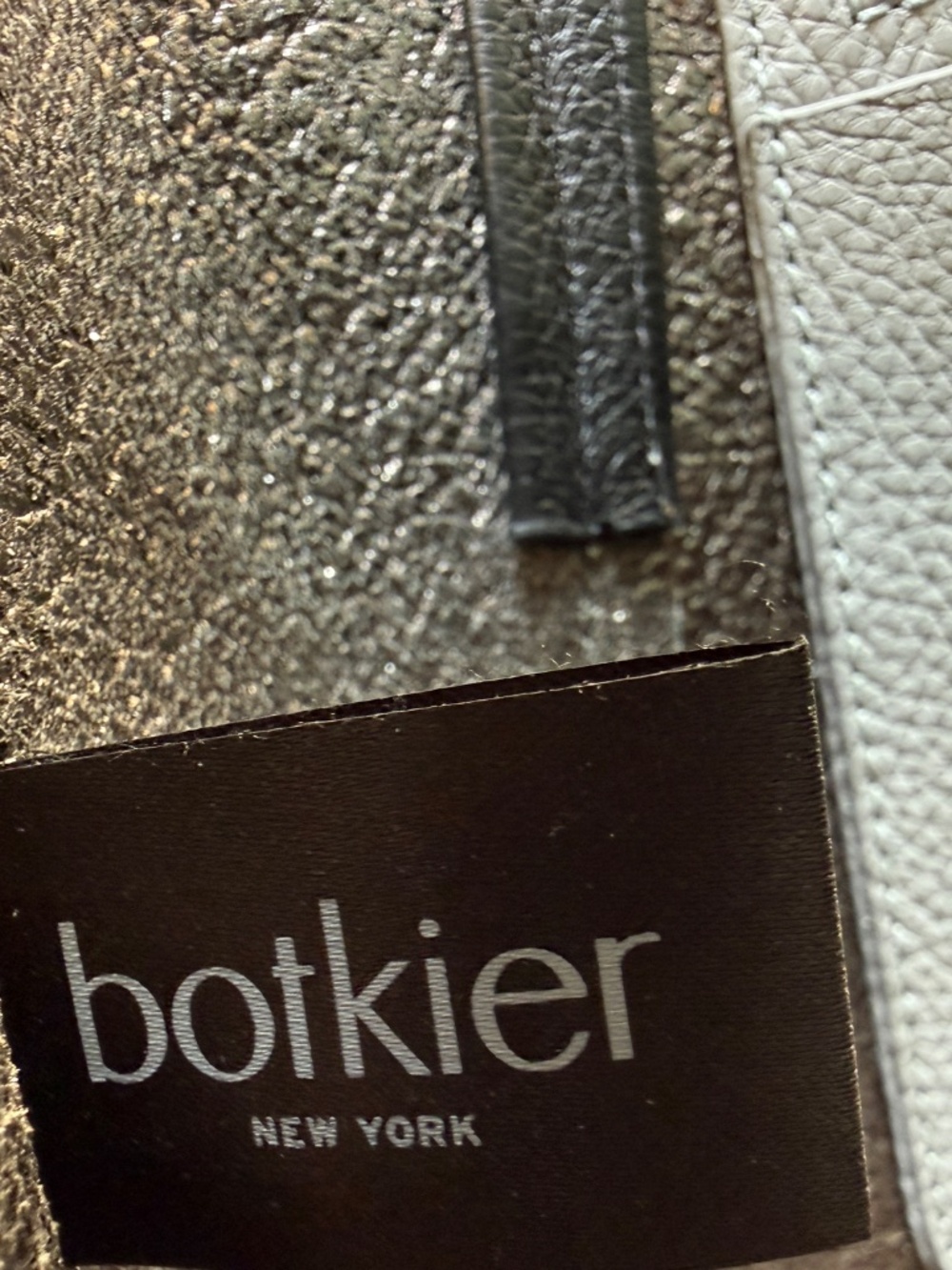 Botkier New York Pebbled Leather Tote Black Gray Ivory Zipper Trim Tri Color - Picture 14 of 16